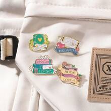 4 件卡通休闲可爱锌合金金属胸针，服装和包包装饰，适合所有季节的学校背包 - 彩色 - 查看 2