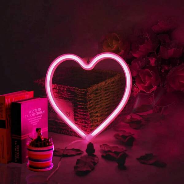 Pink Love Neon LED Wall Light USB/Battery Dual Use Valentine's Day Mother's Day Decoration Wedding Best Friend Birthday Gift Acrylic Material 20cm