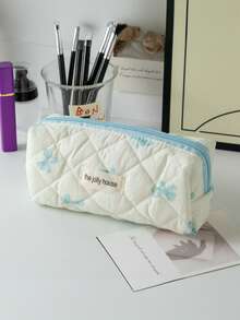 1个！少女魅力爆棚！蝴蝶结格纹笔袋~清新格纹图案，大容量收纳，轻松收纳文具杂物。柔软可爱的造型，点亮你的书桌——学生和通勤族必备的精致收纳包，适合返校季、学校用品、笔袋、书包等。 - 彩色 - 查看 15