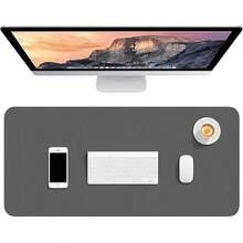 Tapete de computadora de piel sintética de 48 x 17 pulgadas, tamaño XXG, protector de computadora impermeable, antideslizante, ultra delgado, para computadora portátil, para oficina, hogar, - Café integral - Ver 11