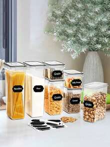 20pcs Kitchen Organizers And Storage,Pet Food Storage Containers With LIDS, Sealed Plastic Dog Food Storage Buckets With Labels And Markings For Pet Dry Food Snack Storage,Kitchen Gadgets