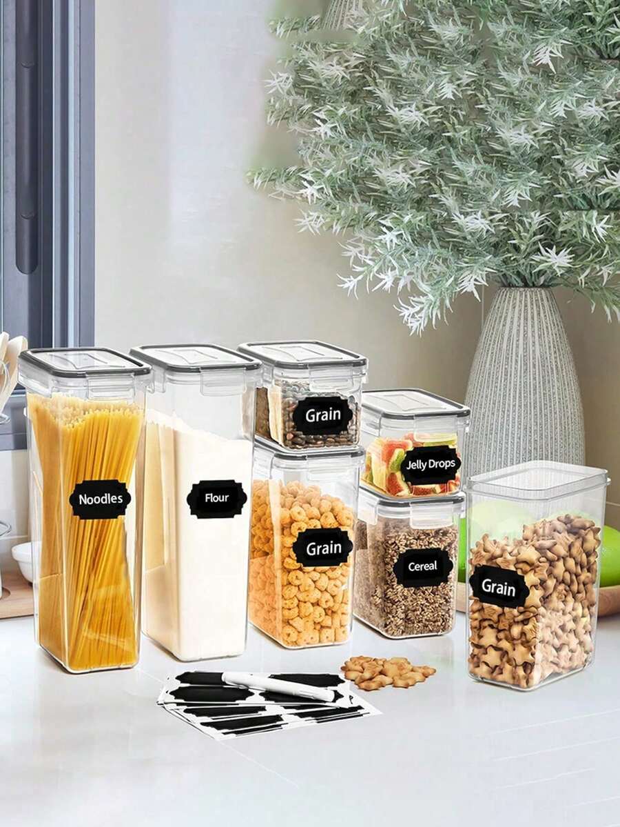 20pcs Kitchen Organizers And Storage,Pet Food Storage Containers With LIDS, Sealed Plastic Dog Food Storage Buckets With Labels And Markings For Pet Dry Food Snack Storage,Kitchen Gadgets