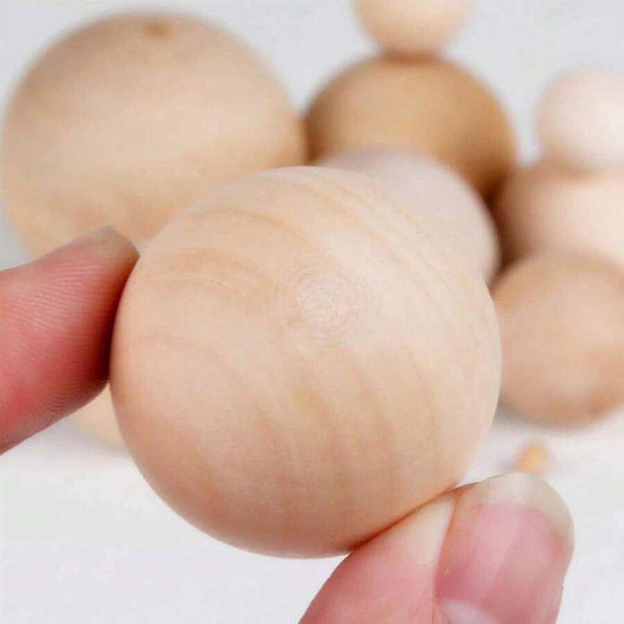 80pcs Unfinished Wooden Balls Set - Assorted Sizes Wood Spheres For DIY Crafts, Jewelry Making, And Art Supplies ﻿ - Multicolor - View 1