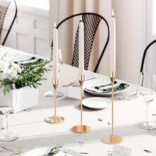 European-Style Electroplated Metal Candle Holder Set (3/6-Piece Combo) - Christmas Romantic Table Centerpiece For Candlelight Dinners, Wedding Decor & Elegant Home Ornament