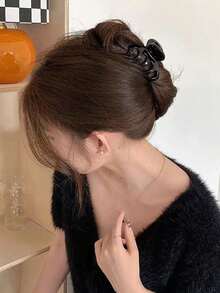 4 piezas/1 pieza 6,8 cm Pinzas de plástico para el cabello de color negro, beige, café, rojo oscuro. Accesorios de cabello elegantes, versátiles y de alta gama de unicolor, adecuados para uso diario, casual, fiesta, viaje, coleta, moño, lavado de cara, maquillaje, combinación de atuendos. Pinzas de belleza para el cabello casual para otoño e invierno. - Multicolor - Ver 2