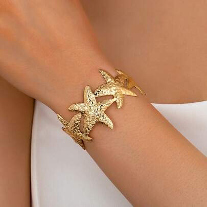 1pc Fashionable & Elegant New Minimalist Personalized Oceanic Starfish Set Exaggerated Bangle