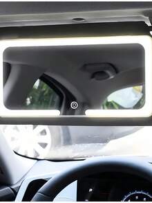 320mAh LED Lighted Car Visor Makeup Mirror, Rechargeable Vanity Mirror With Touch Control 3 Lighting Modes, Clip-On Rearview Mirror Makeup Mirror, Suitable For All Vehicles, Universal Car Interior Accessory - Ideal Christmas Gift, Perfect Valentine's Day Gift - White - View 1