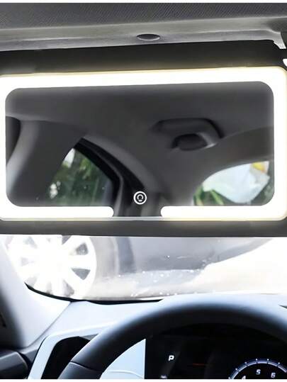 Espejo de maquillaje LED con parasol de coche, espejo LED recargable con pantalla táctil regulable, espejo de maquillaje con 3 modos de iluminación, brillo ajustable, espejo cosmético abatible para el parasol del automóvil, accesorios para automóvil