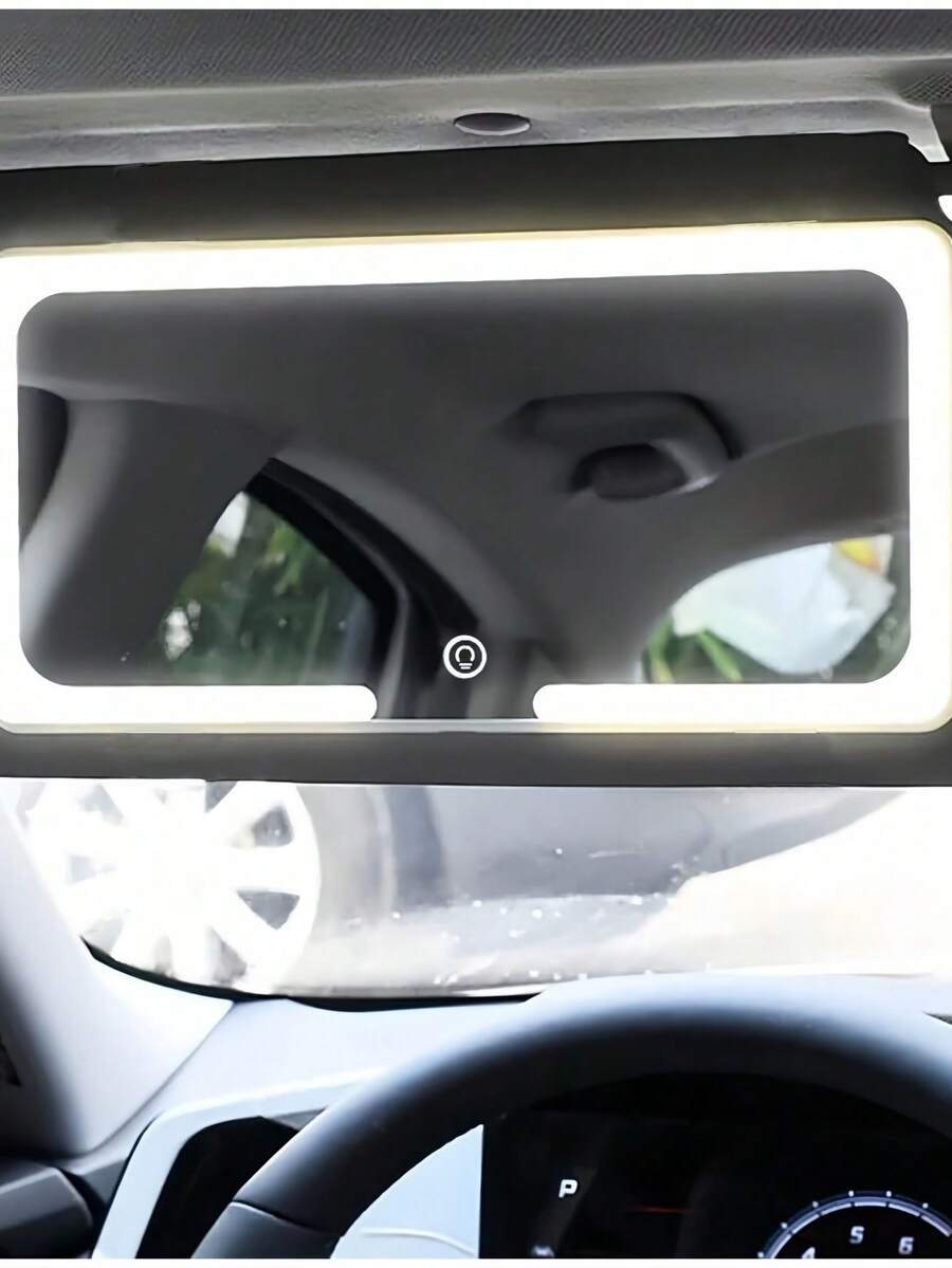 320mAh LED Lighted Car Visor Makeup Mirror, Rechargeable Vanity Mirror With Touch Control 3 Lighting Modes, Clip-On Rearview Mirror Makeup Mirror, Suitable For All Vehicles, Universal Car Interior Accessory - Ideal Christmas Gift, Perfect Valentine's Day Gift - White - View 1