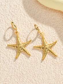 1 paire / 5 paires de boucles d'oreilles vintage en forme d'étoile de mer et de coquillage, plaquées or en acier inoxydable. Conviennent pour un port quotidien, une fête de plage, des vacances, un usage quotidien. Excellent cadeau pour les amis