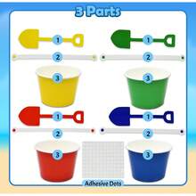 60 Pcs Mini Beach Pail Bucket Treat Cups 10oz With Handle And Shovel Disposable Paper Cup Ice Cream Snack Bowl Colorful Summer Pool Sand Pails Buckets - 1 - View 3