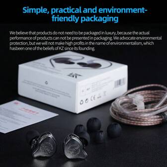  Monitor in-ear KZ EDC Pro, sonido estéreo de alta fidelidad, auriculares aislantes del ruido con cable desmontable plateado para músicos audiofílicos de escenario/estudio, incluye estuche de transporte y puntas de espuma de memoria cómodas (negro)