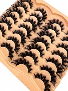 HBZGTLAD 14 Pairs Naturally Fluffy Crossed Long Eyelashes, Handmade 3D Curl Mixed Style Reusable Faux Mink Lashes For Practice - 濃密款 - 查看 3