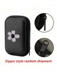A Portable Mini Storage Bag With Y2k Silver Bow Decoration Elements, Waterproof And Drop Resistant Eva Material Hard Shell Camera Case, Shockproof Storage Box, Suitable For Storing Digital Cameras And Digital Products, Can Store Headphones, Data Cables - Black - View 9