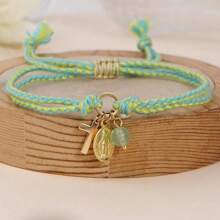 1 buc brățară cu pandantiv retro boem cu Fecioară Maria, brățară cu mărgele de cupru, frânghie reglabilă cu nod peruvian roșu țesut, brățară pentru cupluri, brățară pentru cel mai bun prieten, cadou religios, cadou norocos, cadou de familie, cadou pentru prieten, cadou de ziua de naștere, cadou pentru cupluri, cadou de Crăciun