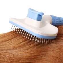 1PC Pet Hair Removal Comb Flea Comb, 2025 Upgraded Cat Brush With Release Button, One-Click Self Cleaning Pet Hair Removal Combs, For Massaging And Cleaning Shedding Pet Hairs (Blue)