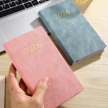 1pc A6 Size 2026 English Planner Book, 155 Sheets/310 Pages Daily Planner, Covering Jan 2026 To Dec 2026, PU Leather Soft Cover Notebook, Color Side Month Index, Applicable For Holiday Gifts, Birthday, And Daily Life Recording, School Supplies, Back To School
