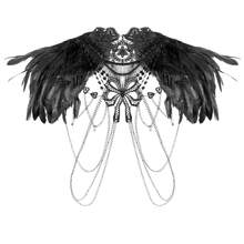 Festliches Federschal-Top, Schal-Cape, Accessoires zum Anziehen Federn-Körpergeschirr für Frauen Tops Cape Schal Schulterschal Punk Gothic Rave Dance Festival Kragen mit Manschetten Schulter Abzeichen Anziehsachen Künstliche Federn