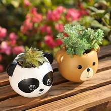 1 件树脂卡通动物创意多肉植物花盆装饰品家居花园猫头鹰造型花瓶