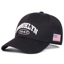 1 Stück Herren BROOKLYN 1947 Buchstaben & amerikanische Flagge Stickerei Baseball Kappe, Straßenmode Lässig Hut für Frühling/Herbst Outdoor, Reise, Strand
