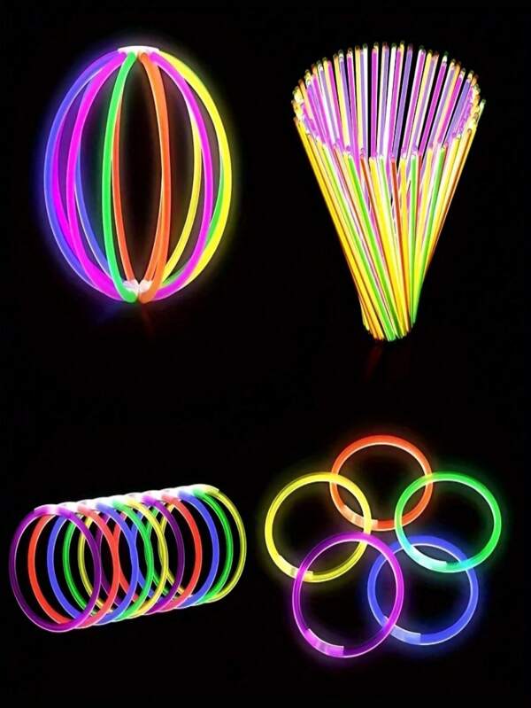 100 stuks Glow Sticks, Glow Feestartikelen en Decoraties, Geschikt voor Halloween, Verjaardagsfeestjes, Bruiloften, Kamperen, Carnaval Muziekfestival, Inclusief Connectoren, Feestartikelen, Muziekfestival, DIY Sieraden, Kleurrijke Glow Stropdas voor Feestcadeaus en Decoraties, Kerstversiering, Kerstmis, Verjaardagsversiering