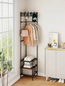 1 件白色/黑色金属护角架，带挂钩 - 时尚 3 层储物架，适用于卧室和客厅，喷漆表面，单独设计，非常适合存放夹克、帽子和配饰，用于房间装饰 - 彩色 - 查看 13