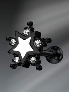 CIZME 16G 耳环耳钉不锈钢螺旋海螺耳钉黑色工业杠铃 CZ 车耳环耳环穿孔珠宝眉环女士男士唇环耳钉适合日常佩戴 - 黑色 - 查看 16