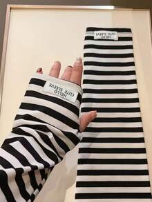 1双女士柔软条纹宽松防晒冰丝手套，驾驶/骑行/高尔夫手臂保护袖，夏季清凉 - 彩色 - 查看 12