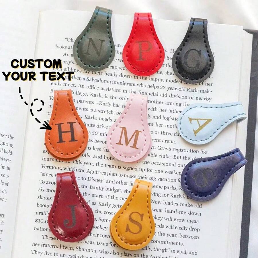 1PC Personalized Leather Magnetic Bookmark, Custom Name Leather Bookmark, Handmade Bookmark, Birthday Party Christmas Gift For Him Her Reader Book Lovers, Graduation Back-To-School Gift School Supplies,Back To School