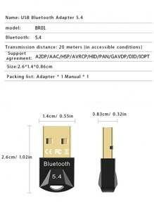 El adaptador Bluetooth 5.4 no requiere controladores y se puede conectar fácilmente. Como receptor y transmisor de audio Bluetooth, es compatible con altavoces inalámbricos, auriculares y otros dispositivos. En comparación con la versión 5.0, tiene un rendimiento superior, logrando una transmisión inalámbrica eficiente y estable, lo que hace que su experiencia de audio sea talla grande suave y natural.