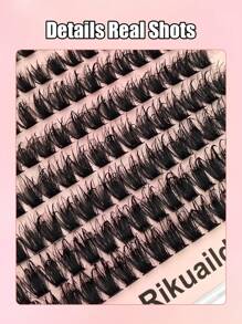 Rikuaild Rikuaild 128 Piezas Extensiones de pestañas tipo mink falso en D curl cluster, extensiones de pestañas 120D de aspecto húmedo, pestañas manga de aspecto natural, adecuado para uso diario, extensión por segmentos