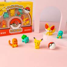 pokemon 5pcs/1set Pocket Monster Character Plastic Mini Figurines, Cute Style With Colorful Variant Pokemon Designs, Detailed Character Features, Suitable For Desktop Decor, Stationery, Collecting, Holidays & Occasions Like Back To School, Christmas, Valentine's Day, Teacher's Day, Halloween, Easter, National Holiday, Children's Day, Women's Day, Birthday Gifts