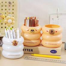 1pc Multifunctional Pen Holder, 3 Expression Options, Circular Pen Cup, Large Capacity, Desktop Storage, Large Capacity Desktop Stationery Organizer Pen Stand, Storage Bucket, Suitable For Office, School Supplies, Stationery Organization, Teachers, Home, Back To School/Graduation/Birthday Gift