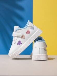 1 Pair Infant Fashionable Lightweight White Shoes, Children's Versatile Heart-Shaped Casual Soft-Sole Comfortable Sneakers