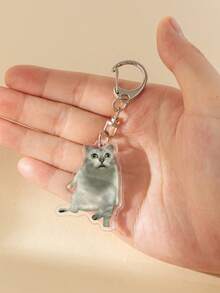 1pc New Acrylic Strange Cute Meme Cat&Dog Cool Cat/Heart Shape Cat/Smiling Cat/Poor Crying Cat/Funny Interview The Cat/Wronged Lie Flat Fat Cat/Thumbs-Up Cat/Keychain Pendant/Backpack Ornament /School Bag Accessories/Purse Pendant/Friend's Gifts Car Accessories Bag Charm - Multicolor - View 27