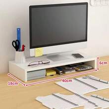 Computer Monitor Stand Riser, Desktop Organizer Shelf For Keyboard Storage, Office Desk Space-Saving Accessory