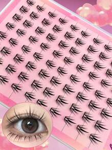 80 pezzi di ciglia a grappolo autoadesive C-Curl, lunghezze miste da 10-13mm, kit di ciglia individuali soffici senza bisogno di colla, estensioni di ciglia fai-da-te con colla pre-applicata, ciglia a grappolo naturali e sfilacciate, estensioni di ciglia a ricciolo C senza bisogno di colla o di solvente, ciglia finte