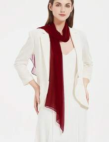 2025PANTONIGHT Long Chiffon Sheer Scarf For Womens - 069 Plain Cherry - View 4