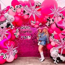 2 Peças Balões de Estrela Rosa de 22 Polegadas, 1 Peça Balão de Explosão de Estrela de 14 Pontos, Balão de Estrela Rosa de Folha, Balão de Mylar Grande em Formato de Fogo de Artifício para Decoração de Aniversário, Casamento, Natal e Feriado