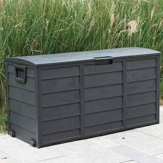 Gr8 Garden Black 300L Plastic Storage Box Garden Outdoor Shed Utility Cushion Chest Truck