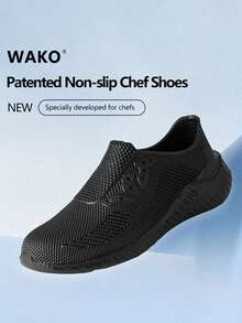 1 Pair Wako Slip Resistant Food Service Working Shoes Slip On For Men And Women, Anti Skid Restaurant Chef Shoes Clogs Non-Slip Cook Kitchen Work Shoes Black Color Lightweight Waterproof Oil Resistant Hospital Doctor Nurse Surgical Shoes 9061 - Black - View 1