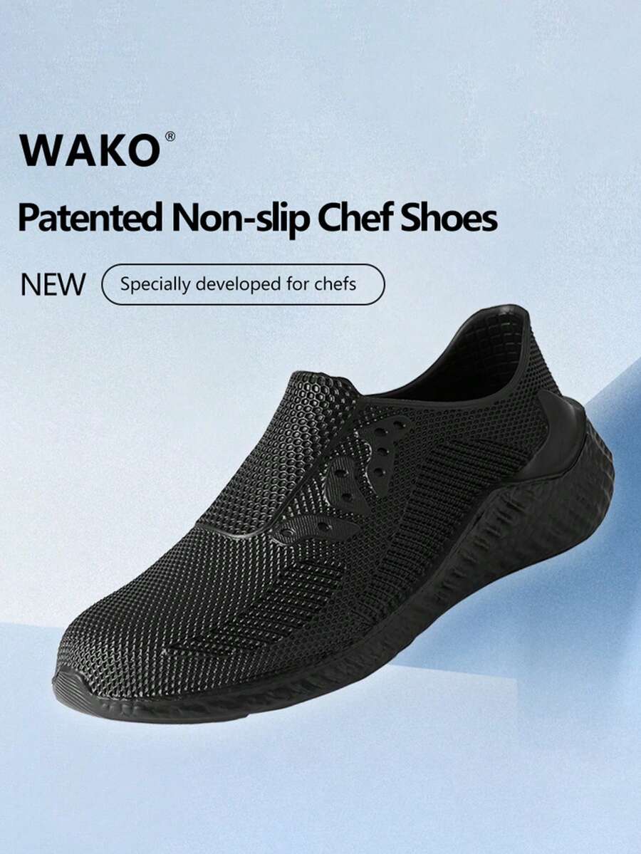 1 Pair Wako Slip Resistant Food Service Working Shoes Slip On For Men And Women, Anti Skid Restaurant Chef Shoes Clogs Non-Slip Cook Kitchen Work Shoes Black Color Lightweight Waterproof Oil Resistant Hospital Doctor Nurse Surgical Shoes 9061 - Black - View 1