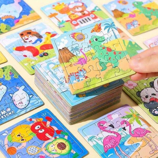 20 Piezas Rompecabezas de papel de animales de dibujos animados como regalo de fiesta de cumpleaños (aleatorio)