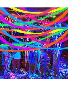 4pcs UV Fluorescent Crinkle Paper Decoration, Colorful Party Decorative Streamers, Glow-In-The-Dark - Multicolor - View 4