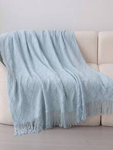 A Solid Color Particle Knitted Blanket, Nordic Style Acrylic Rectangular Office Nap Sofa Blanket Air Conditioning Blanket Knitted Small Blanket Shawl Cover Blanket Blanket Bed End Blanket - Kim cương xanh nhạt - Xem 2