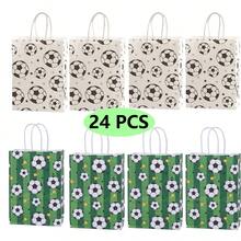 6/10/12/24 chiếc Túi quà tặng giấy tiệc theo chủ đề bóng đá 21*15*8cm, Túi xách có quai xách bằng giấy Kraft đựng kẹo, quà tặng, bao bì tiệc thể thao - Nhiều màu - Xem 17