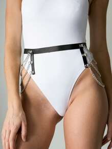Sexy Women's Leather Spaghetti Strap Gothic Suspender Garter Thigh Leg Band Fetish Belt, Party Costume Accessories