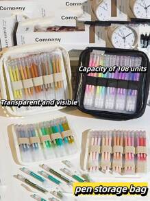 1PC Large Capacity Transparent Pencil Bag Pen Case Simple Style Multi Layers Slots Storage Pouch Painting Pen Bag Storage Pen Bag For Stationery School,Back To School,School Supplies,Pencil Case,Pencil Pouch,School Bag