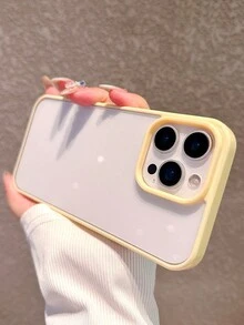 简约黄色边框亚克力透明手机壳，适用于 17 Pro Max/17 Pro/17 Air/17/16 Pro Max/16/16 Pro/16 Plus/11/15/15 Pro/15 Pro Max/12/13/14 Pro Max/XS/XR/11 Pro/11 Pro Max/12 Pro/12 Pro Max/13 Pro/13 Pro Max/7 Plus/14 Pro/14 Pro Max/14 Plus/12 Mini/13 Mini，耐用、防黄变、防震硬壳
