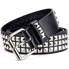 Studded Metal Punk Rock Belt With Bright Pyramid Rivets - Màu đen sang trọng - Xem 11